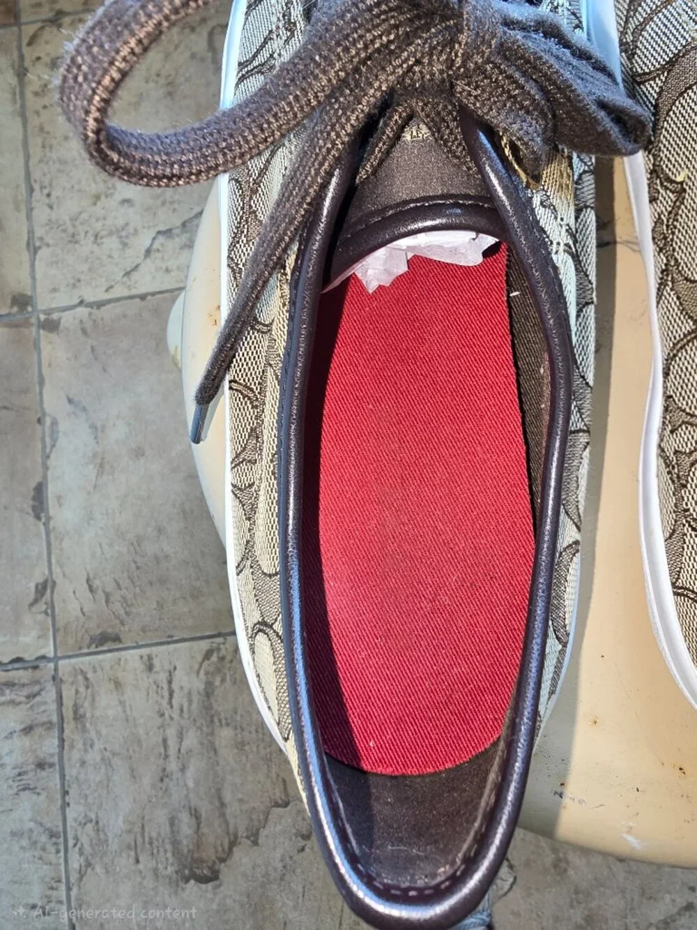 Coach Empire Signature Canvas Sneakers Women's 9B Brown Khaki Low Top A00248